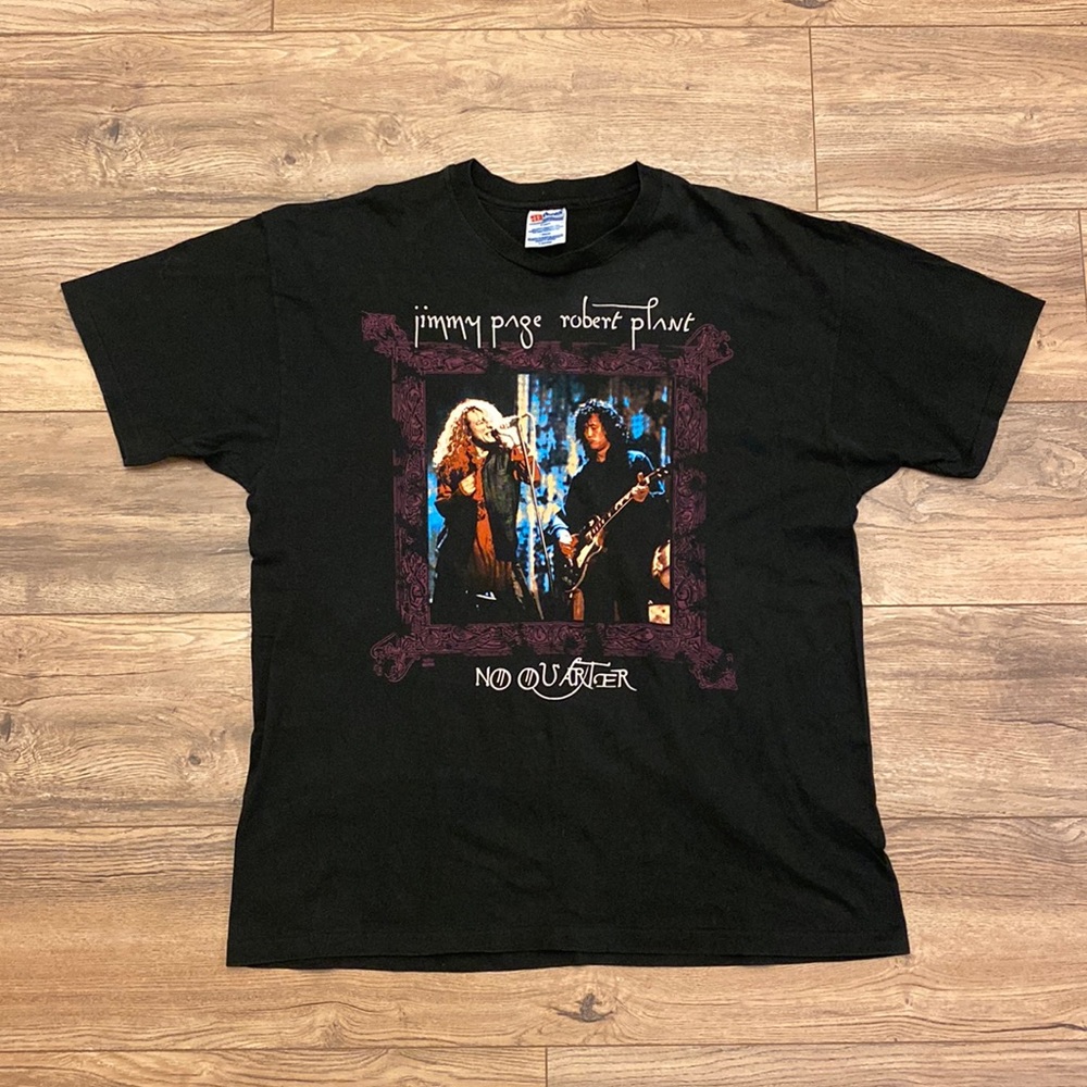 Vintage 90s Jimmy Page and Robert Plant Rock No Quarter Tour Band Music T Shirt